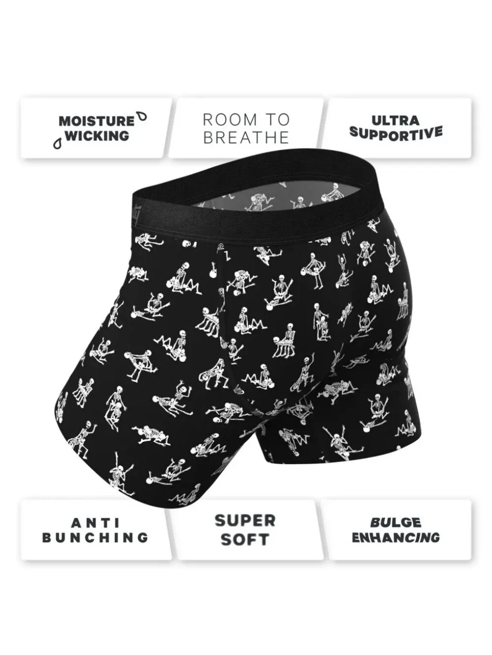The Bare Back Bones Glow in the Dark Skeletons Ball Hammock Pouch Underwear Wfly